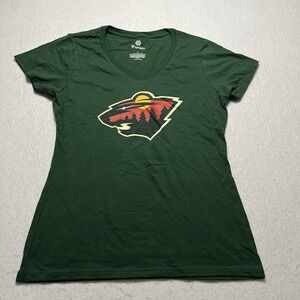 Minnesota Wild Hockey T-Shirt Fanatics NHL Women's Small Green NWOT